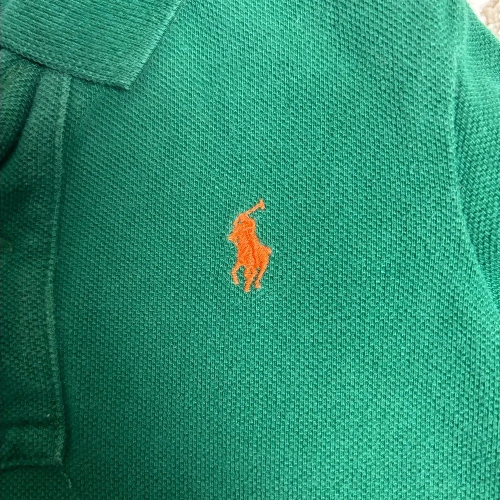 Polo Ralph Lauren Baby Boys Long Sleeve Green Polo Shirt 18M Orange Pony
